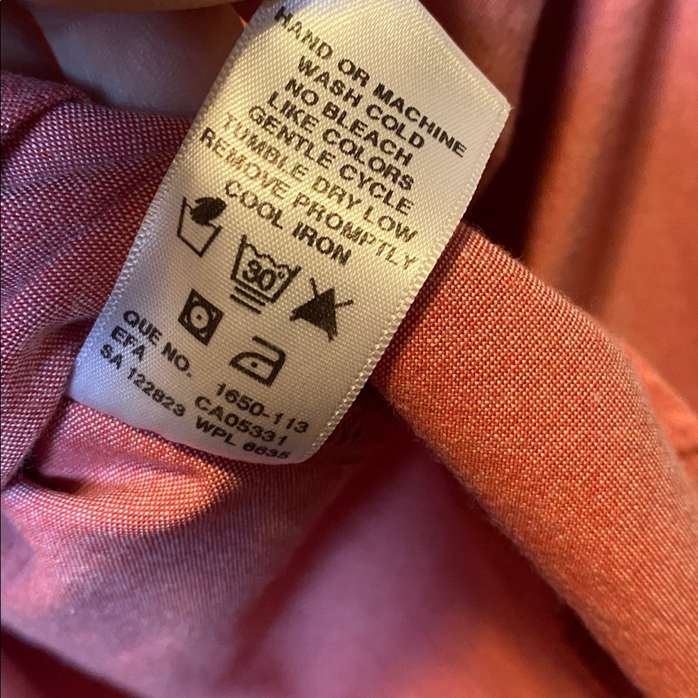 Woolrich Button Up Shirt Women XL Pink Cotton Pintucked Long Roll Tab Sleeve Top - Picture 9 of 14